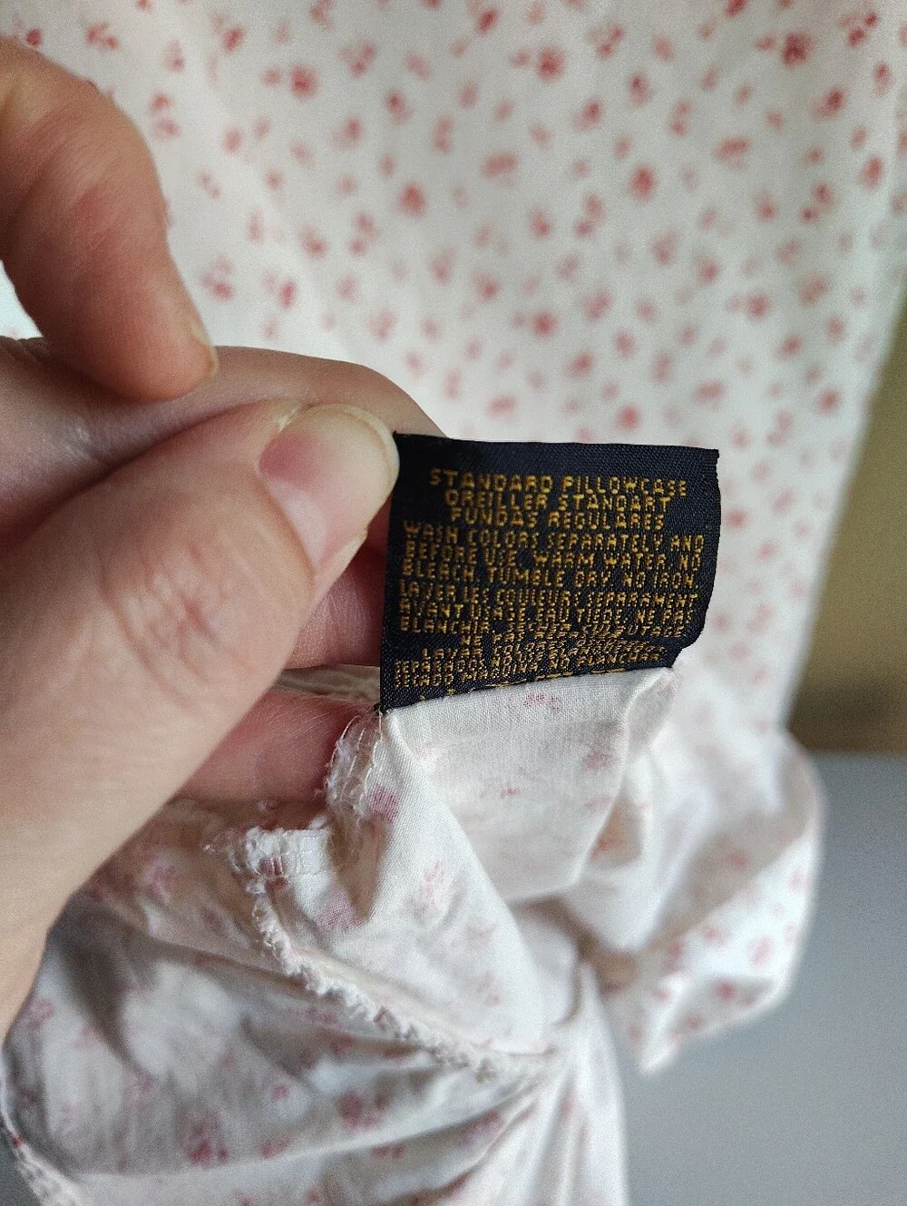 VTG Ralph Lauren Colchester Standard Pillowcase Red White Ditsy Floral Ruffle